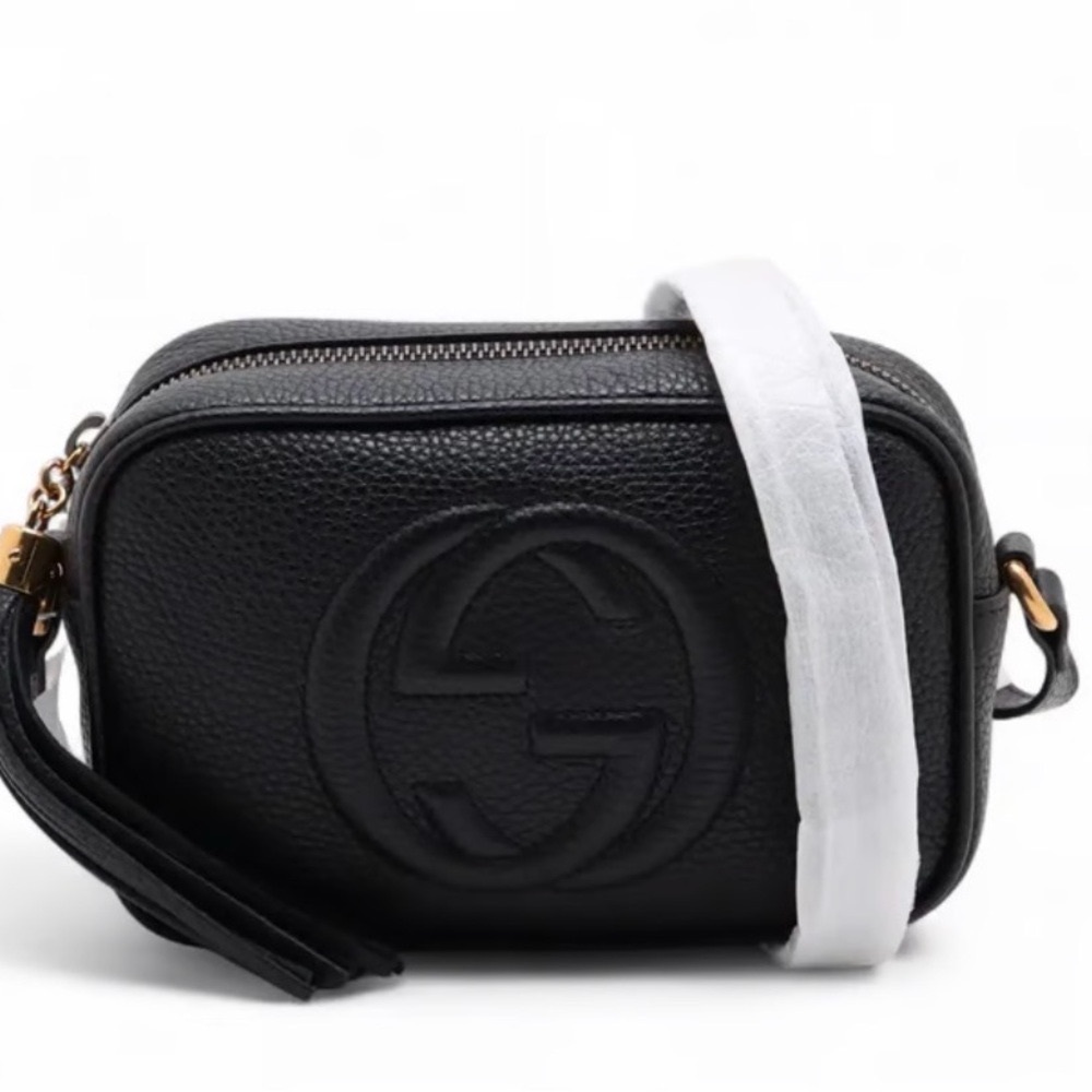 Authentic Gucci Black Leather Crossbody Bag - Like New
